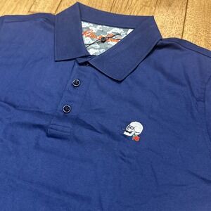 Robert Graham Mens Small Polo Stone Trail Navy‎ Blue Skull Rose Embroidered Edgy